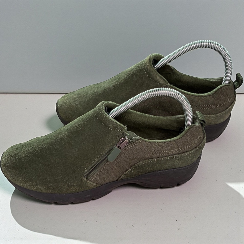 Lands End Womens Olive Green Suede Side Zip Ankle Boots Shoes Size 7‎